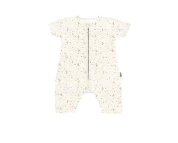 Baby cotton romper with a subtle pattern